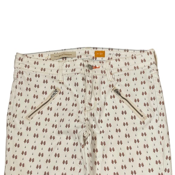 Pilcro & The Letterpress Anthropologie Skinny Ankle Jeans 27 White Flowers 29X27 - Picture 2 of 10